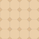 Classic Victorian-style floor tile pattern featuring cognac octagons with small, alternating ivory square inserts at each corner, forming a traditional octagon-and-dot design. 