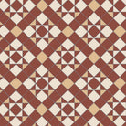Victorian-inspired tile pattern with stars and diamonds in terracotta, buff, and cream tones for a luxurious look. 