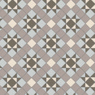 Victorian-inspired tile pattern with stars and diamonds in anthracite, grey, and creamy white tones for a refined look.  