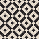 Victorian-inspired geometric tile design featuring interlocking black and ivory squares arranged in a bold diagonal lattice pattern for a timeless yet modern aesthetic.   
