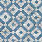 Victorian-inspired geometric tile design featuring interlocking dark-blue and pale-grey squares arranged in a bold diagonal lattice pattern for a timeless yet modern aesthetic. 