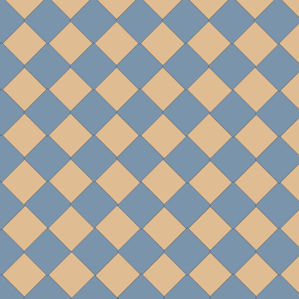 Victorian chequerboard tile design in soft ivory and muted blue, offering timeless elegance for traditional or modern spaces.  