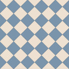 Victorian chequerboard tile design in classic blue and white.  