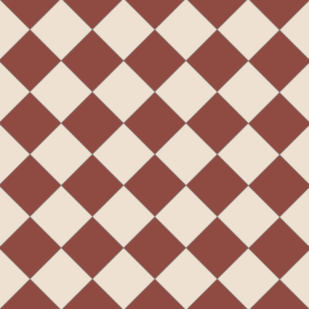 Victorian chequerboard tile design in classic red and white.  