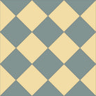 Victorian chequerboard tile design in soft ivory and muted blue, offering timeless elegance for traditional or modern spaces.  