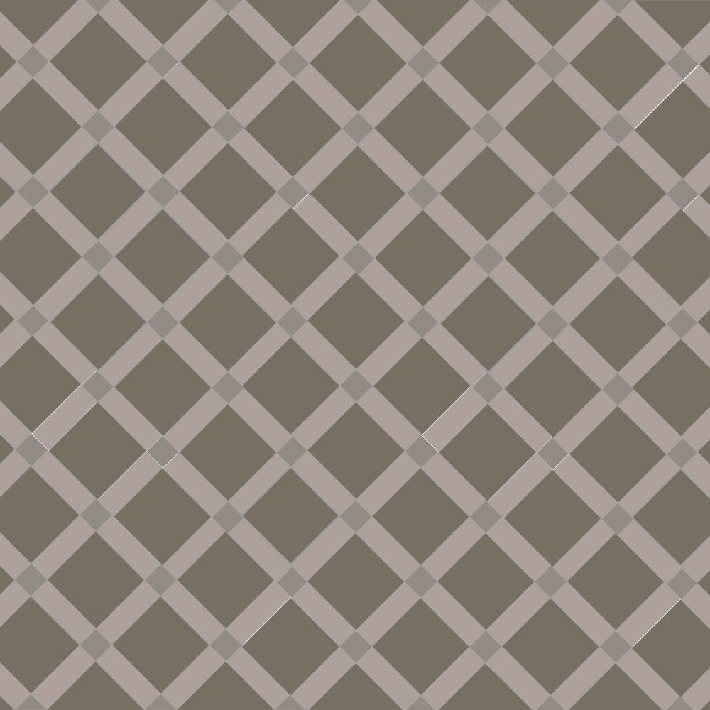 Victorian lattice tile design featuring large anthracite squares framed by pale grey diagonal bands in a crisscross pattern, accented with small grey diamonds at each intersection for added contrast and depth.