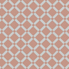Victorian lattice tile design featuring large pink framed by warm pearl grey diagonal bands in a crisscross pattern, accented with small pink diamonds at each intersection for added contrast and depth.