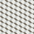 Victorian geometric tile design with interlocking grey diamonds creating a three-dimensional lattice effect.  