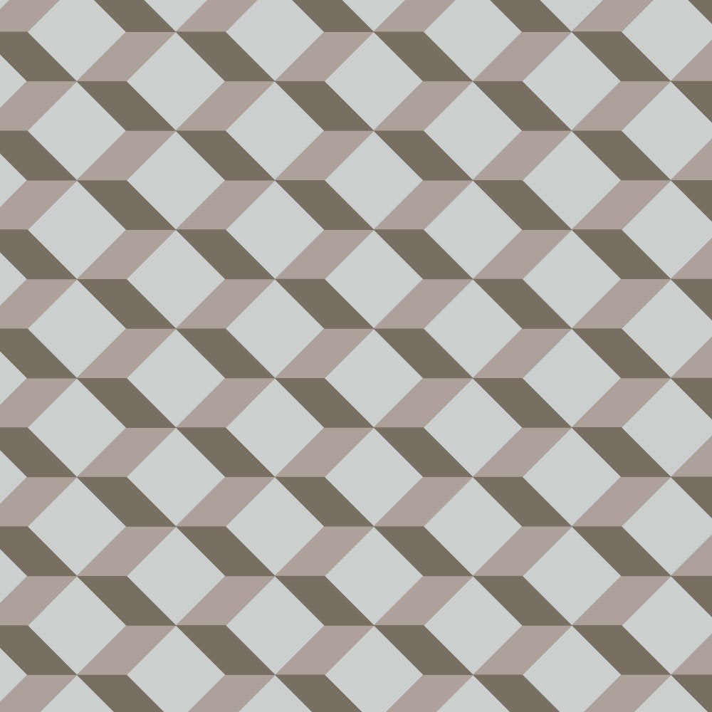 Victorian geometric tile design with interlocking grey and white diamonds creating a three-dimensional lattice effect.  