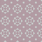 Victorian-style tile pattern with muted mauve octagons and light grey geometric accents in a symmetrical design.  
