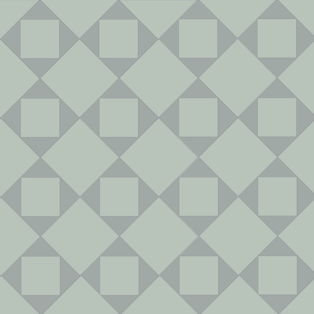 Geometric pattern of alternating blue and light grey diamonds with centred squares in a seamless lattice design.  