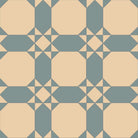 Classic tile design featuring beige octagons and grey-green diamond motifs in a traditional repeating pattern.   