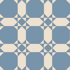Classic tile design featuring ivory octagons and blue diamond motifs in a traditional repeating pattern.  