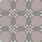Geometric tile design featuring parme-lilac octagons and soft grey diamond motifs in a repeating pattern.  