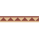 Geometric dogtooth border tile with alternating terracotta red and beige triangles, framed by slim rectangular strips along the top and bottom.