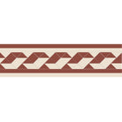 Victorian-style tile border with interlocking red and ivory geometric pattern, framed by solid ivory and red bands.