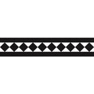 Classic Victorian border with large, alternating black and white diamond tiles arranged in a continuous chain pattern, framed by solid black bands on both sides.
