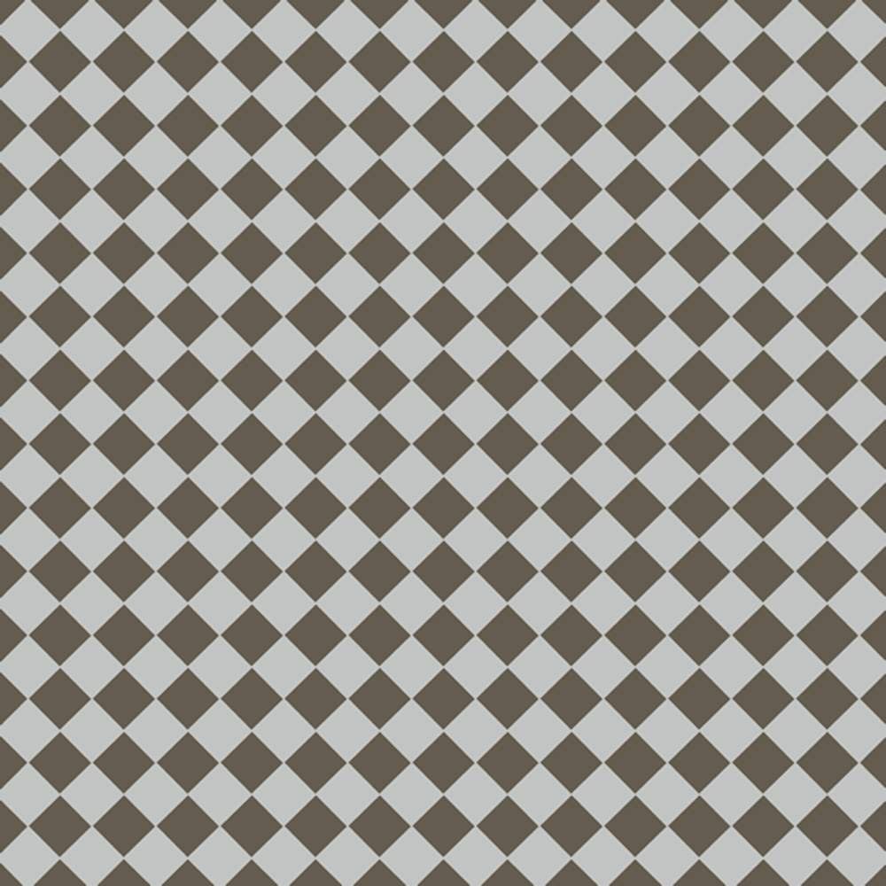 Victorian chequerboard tile design featuring Anthracite and Pearl Grey squares in a diamond layout, each tile measuring 50 mm.  