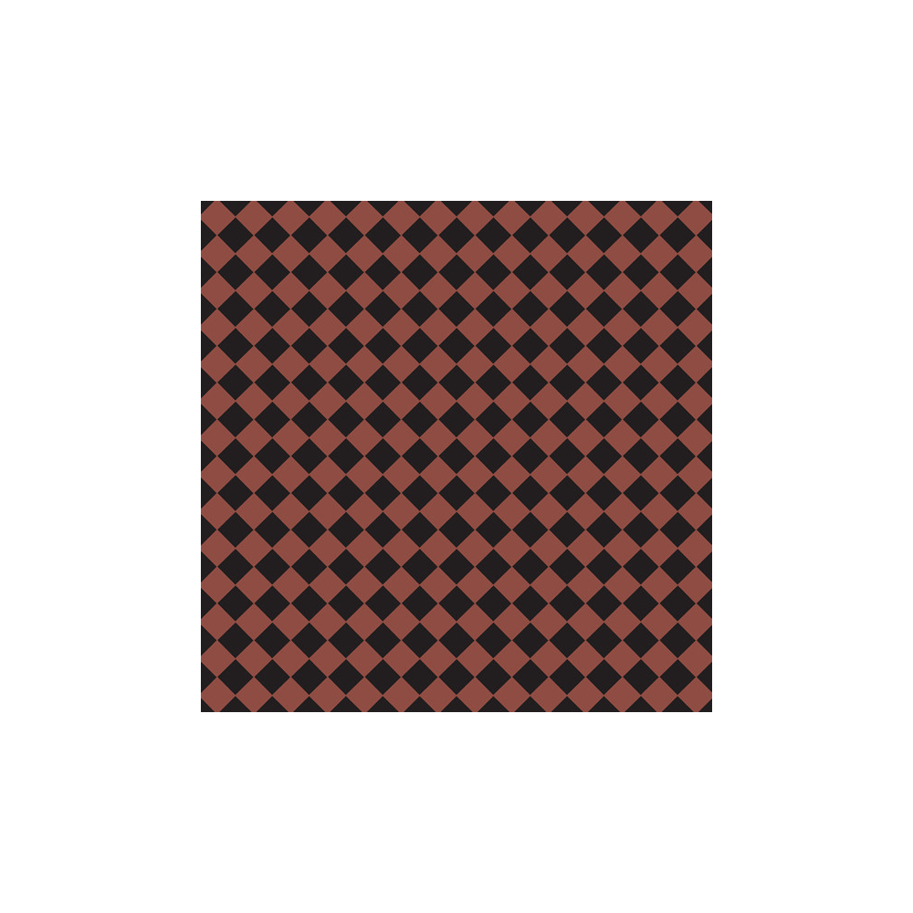 Victorian chequerboard tile design in classic black and red made up of 50mm square tiles.  