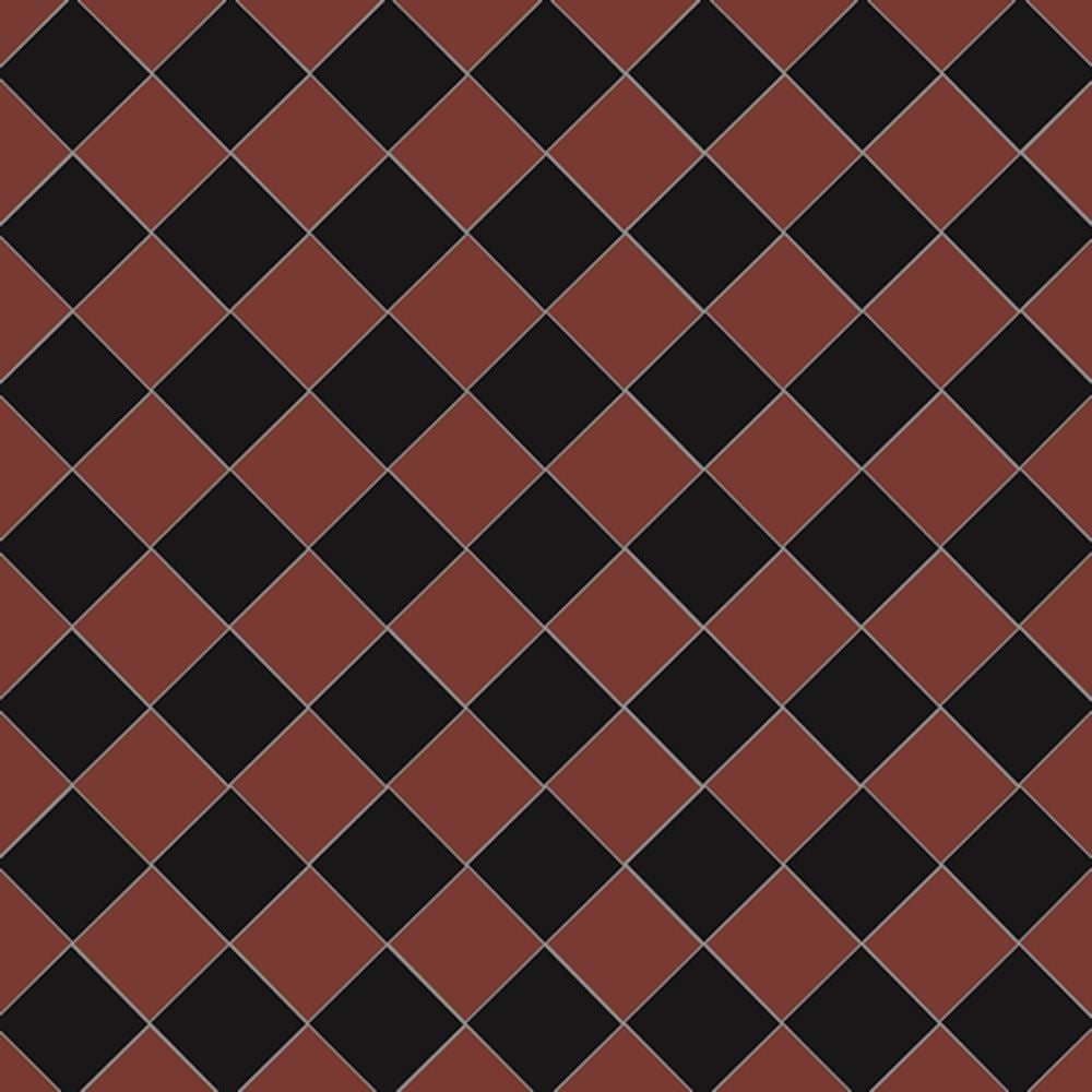 Victorian chequerboard tile design in classic black and red, offering timeless elegance for traditional or modern spaces.  