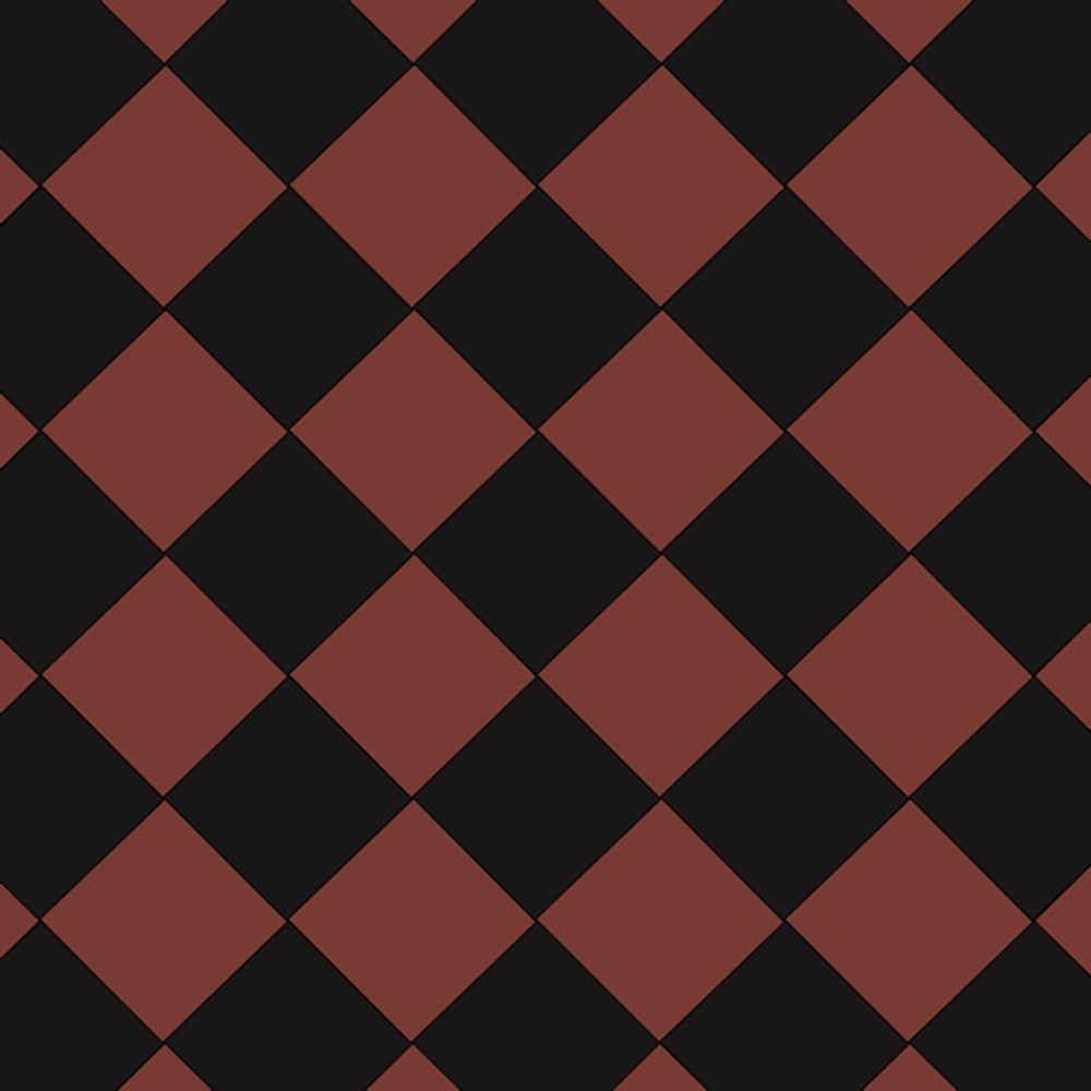 Victorian chequerboard tile design in classic black and red, offering timeless elegance for traditional or modern spaces.  