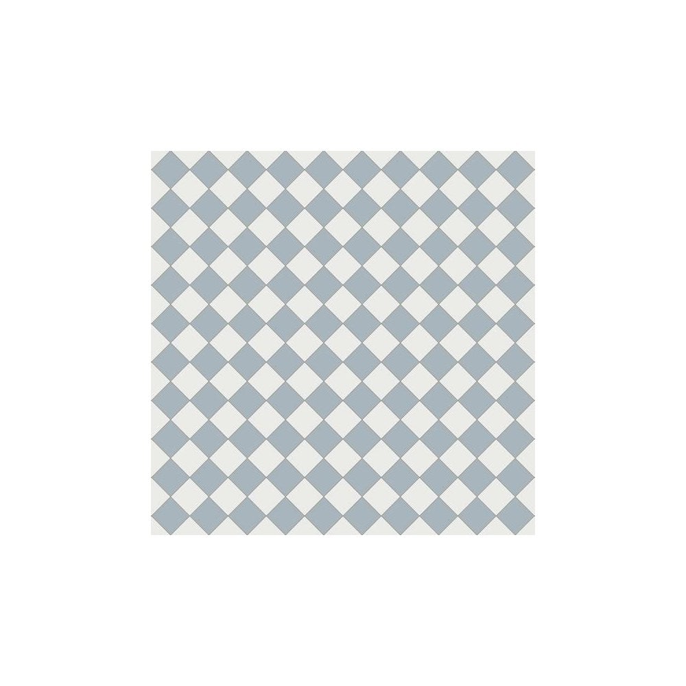 Victorian chequerboard tile design in pale blue and super white, made up of 70mm square tiles.  
