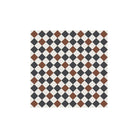 Victorian chequerboard tile design in black, red and super white, made up of 70mm square tiles.  