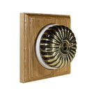 Switch to Wood's Dolly Light Switch Fluted Dome - 1 Gang Square Backplate Antique Brass in Light Oak