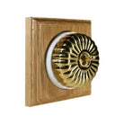 Switch to Wood's Dolly Light Switch Fluted Dome - 1 Gang Square Backplate Polished Brass in Light Oak