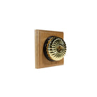 Switch to Wood's Dolly Light Switch Fluted Dome - 1 Gang Square Backplate Polished Brass in Light Oak