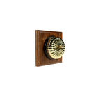 Switch to Wood's Dolly Light Switch Fluted Dome - 1 Gang Square Backplate Polished Brass in Medium Oak 