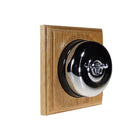 Switch to Wood's Dolly Light Switch Smooth Dome - 1 Gang Square Backplate Polished Chrome in Light Oak