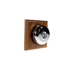 Switch to Wood's Dolly Light Switch Smooth Dome - 1 Gang Square Backplate Polished Chrome in Medium Oak 