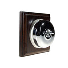 Switch to Wood's Dolly Light Switch Smooth Dome - 1 Gang Square Backplate Polished Chrome in Dark Oak