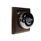 Switch to Wood's Dolly Light Switch Smooth Dome - 1 Gang Square Backplate Polished Chrome in Dark Oak