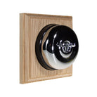 Switch to Wood's Dolly Light Switch Smooth Dome - 1 Gang Square Backplate Polished Chrome in Unfinished Oak