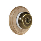 Switch to Wood's Dolly Light Switch Smooth Dome - 1 Gang Round Backplate Antique Brass in Unfinished Oak