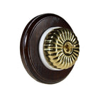 Switch to Wood's Dolly Light Switch Fluted Dome - 1 Gang Round Backplate Polished Brass in Dark Oak