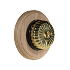 Switch to Wood's Dolly Light Switch Fluted Dome - 1 Gang Round Backplate Polished Brass in Unfinished Oak