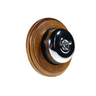 Switch to Wood's Dolly Light Switch Smooth Dome - 1 Gang Round Backplate Polished Chrome in Medium Oak 