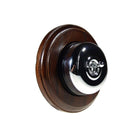Switch to Wood's Dolly Light Switch Smooth Dome - 1 Gang Round Backplate Polished Chrome in Dark Oak