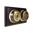 Switch to Wood's Dolly Light Switch Smooth Dome - 2 Gang Horizontal Antique Brass in Dark Oak