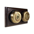 Switch to Wood's Dolly Light Switch Smooth Dome - 2 Gang Horizontal Antique Brass in Dark Oak