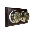 Switch to Wood's Dolly Light Switch Fluted Dome - 2 Gang Horizontal Antique Brass in Dark Oak