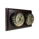 Switch to Wood's Dolly Light Switch Fluted Dome - 2 Gang Horizontal Antique Brass in Dark Oak