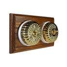 Switch to Wood's Dolly Light Switch Fluted Dome - 2 Gang Horizontal Polished Brass in Medium Oak 