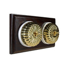 Switch to Wood's Dolly Light Switch Fluted Dome - 2 Gang Horizontal Polished Brass in Dark Oak