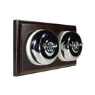 Switch to Wood's Dolly Light Switch Smooth Dome - 2 Gang Horizontal Polished Chrome in Dark Oak
