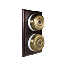 Switch to Wood's Dolly Light Switch Smooth Dome - 2 Gang Vertical Antique Brass in Dark Oak