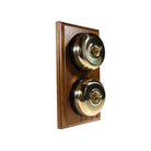 Switch to Wood's Dolly Light Switch Smooth Dome - 2 Gang Vertical Polished Brass in Medium Oak 